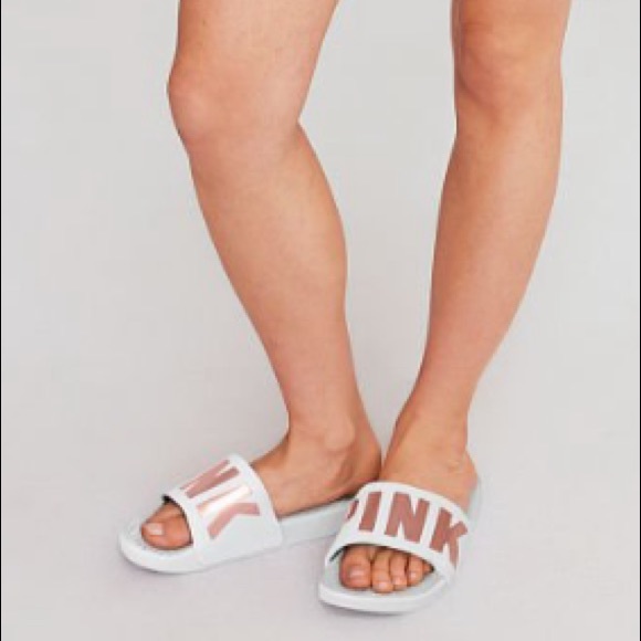 VS Victorias Secret Pink Single Strap Slide Sandal Slipper Flip Flop L 9/10 - Picture 4 of 8